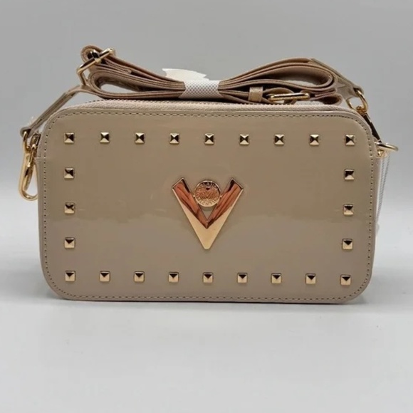 Valentino Orlandi Taupe Studded Camera Crossbody Bag NWT - Picture 1 of 4